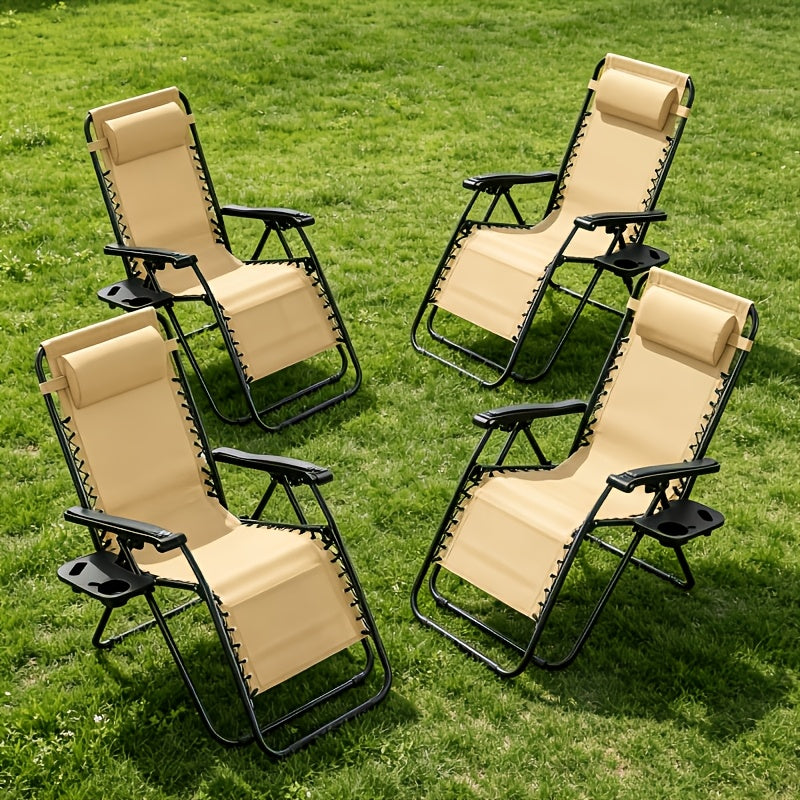 4pcs zero gravity lounge chairs foldable reclining outdoor