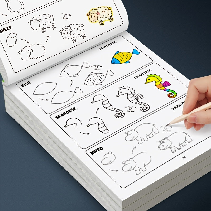 1 book 32 pages draw animals childrens book