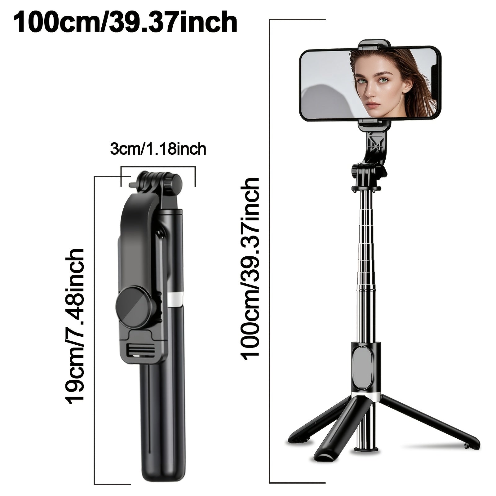 portable 40 6 inch selfie stick tripod wireless remote