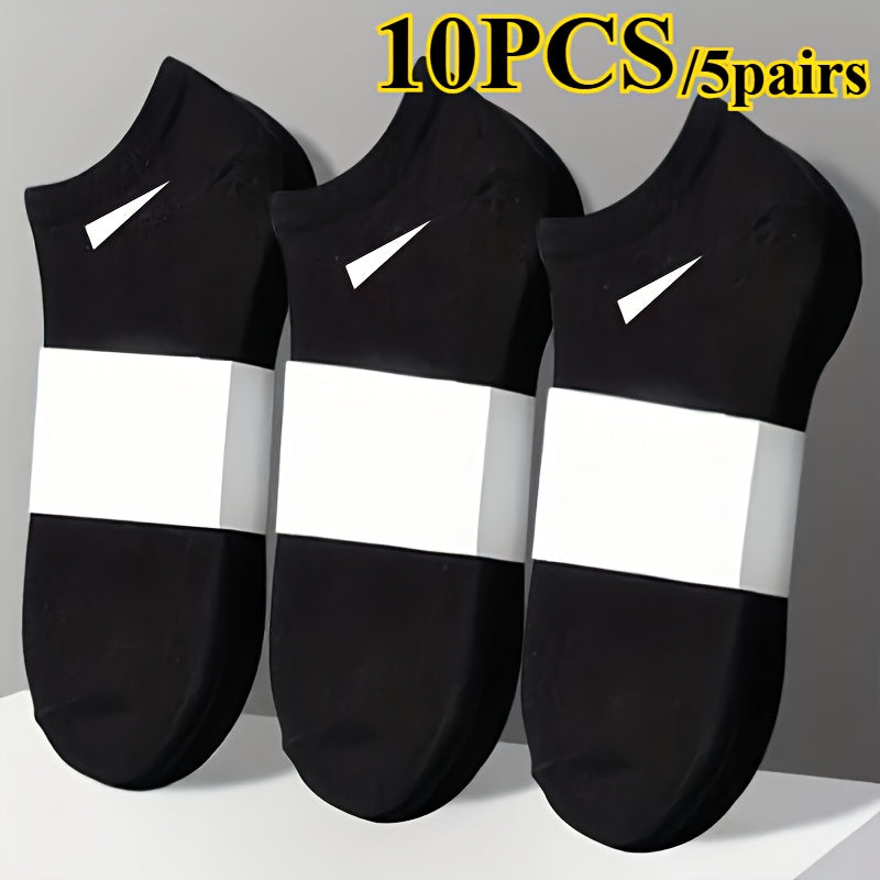 10pcs 5 pairs womens casual solid color socks breathable