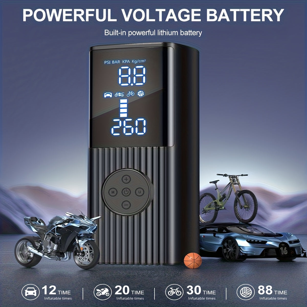 portable tire inflator digital pressure gauge car tire pump