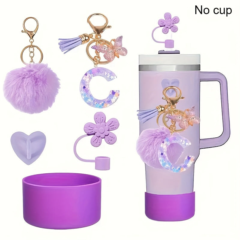 5pcs tumbler handle accessories set including resin alphabet