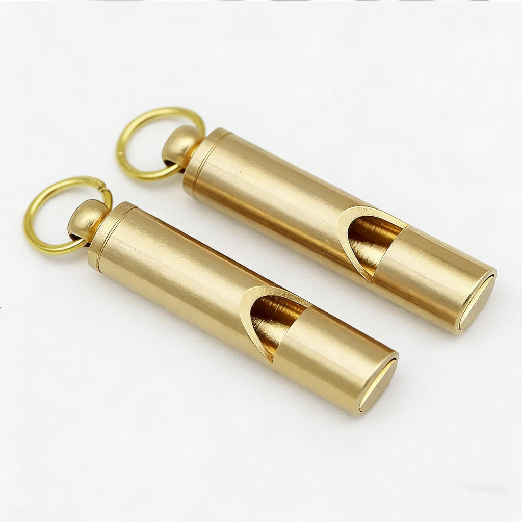 2 loud emergency survival whistles heavy duty golden