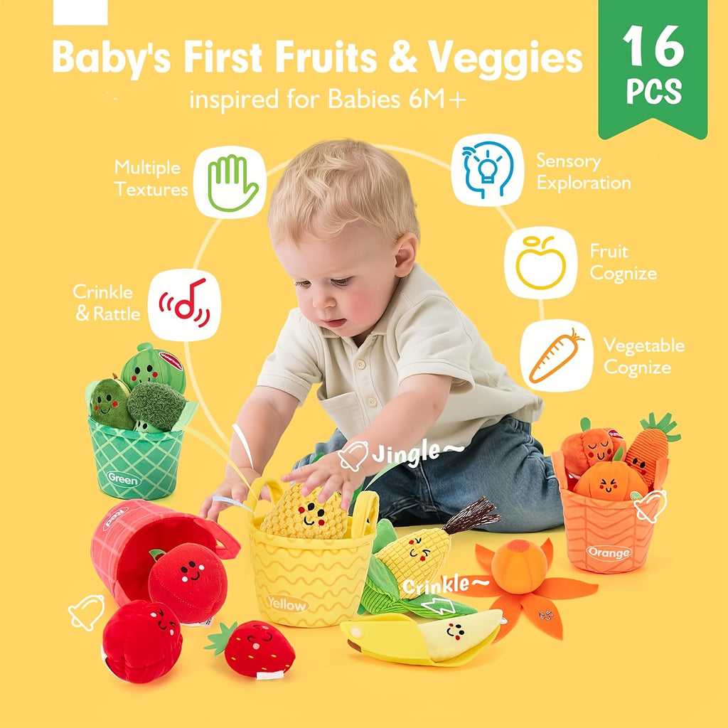 color sorting toys 6 12 months 16pcs fruit