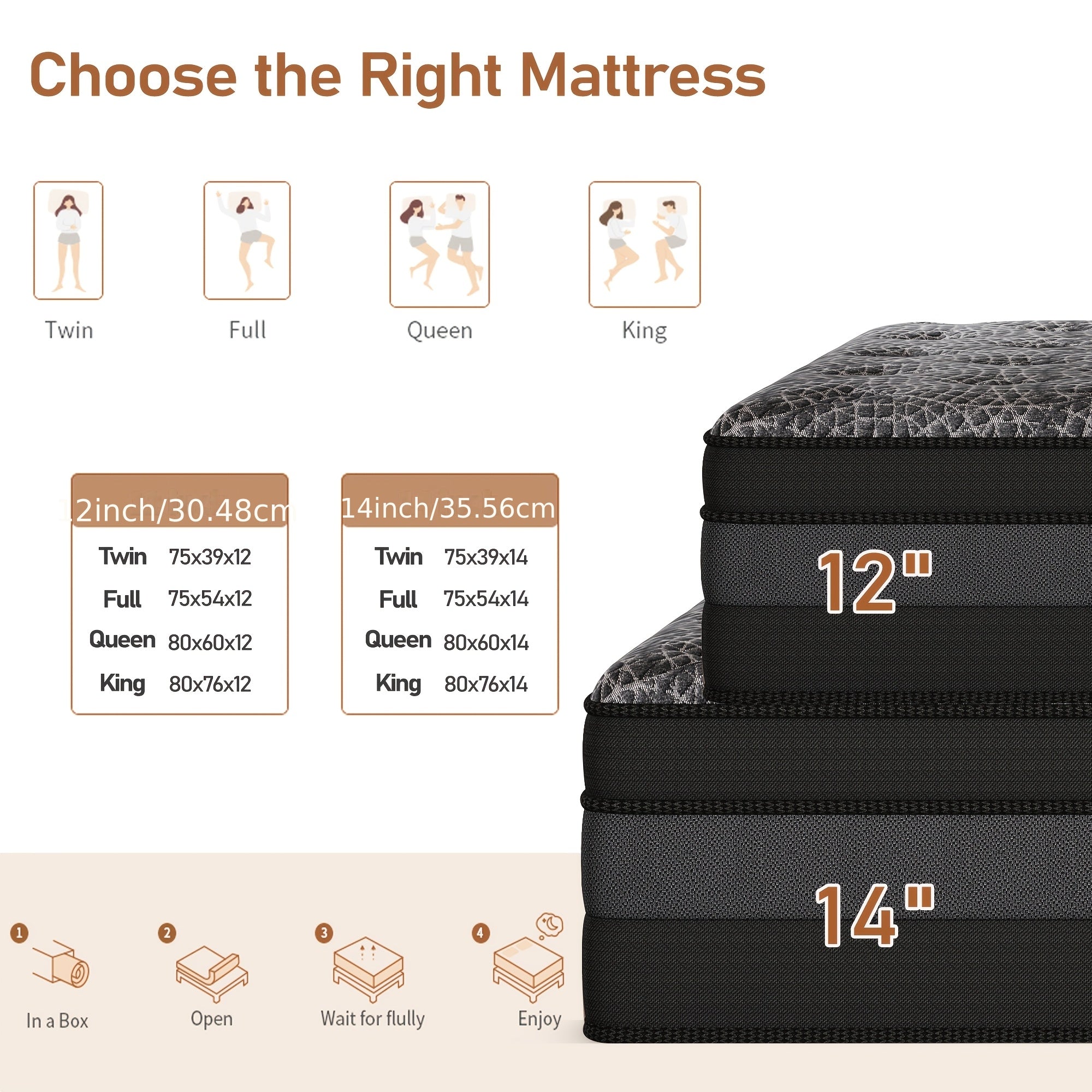12 14 inch   king size mattress full size