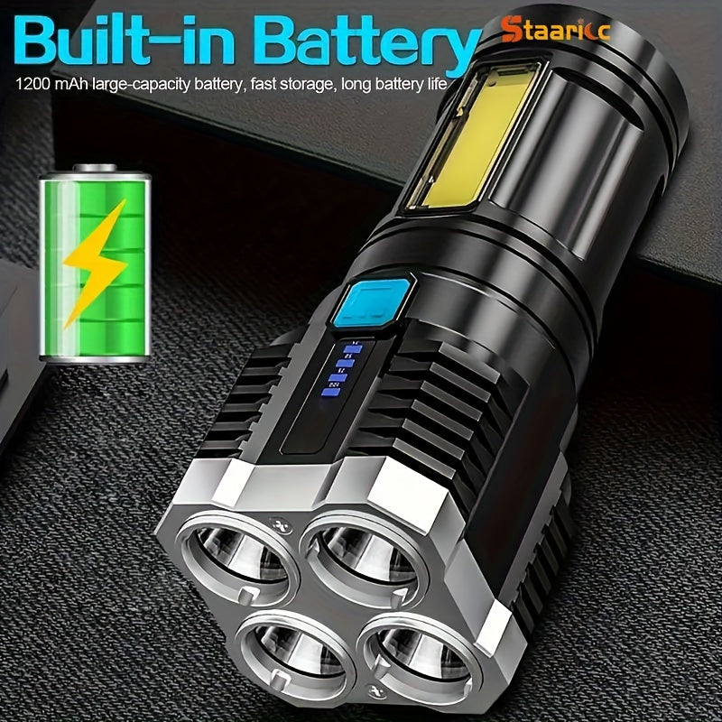 1pc led multifunctional rechargeable flashlight powerful 4