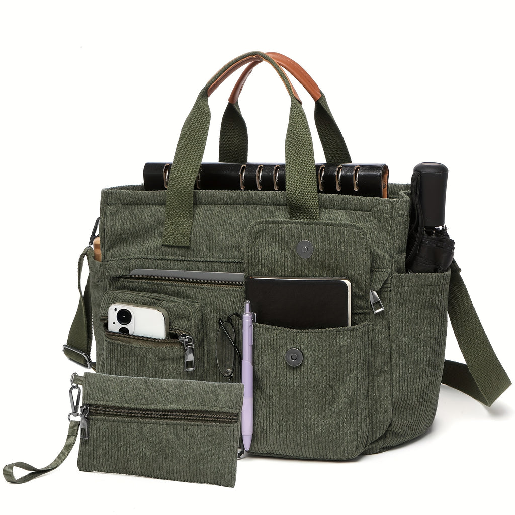 2pcs set womens large corduroy tote bag perfect a laptop bag