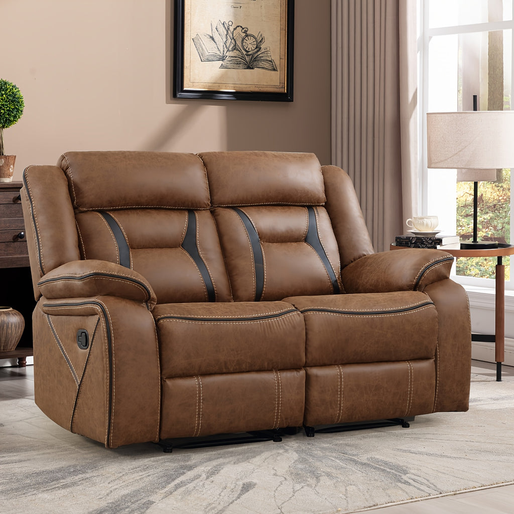 faux leather manual recliner set 3 seat sofa loveseat